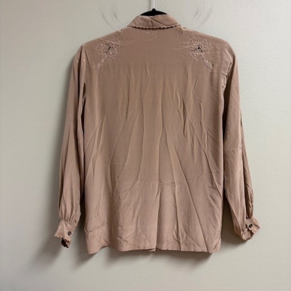 Stefano Ricci Silk Blouse Hand Embroidered Floral Italy Luxury Womens Size 40 - Picture 3 of 12